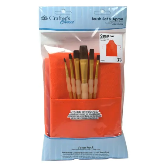 RCC 505 | Crafter's Choice&trade; 6pc Camel Hair Variety Brush Set & Apron {1}