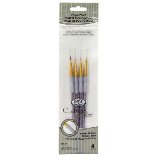 RCC 239 | Crafter's Choice&trade; 4pc Brown Taklon Detail Brush Set {1}