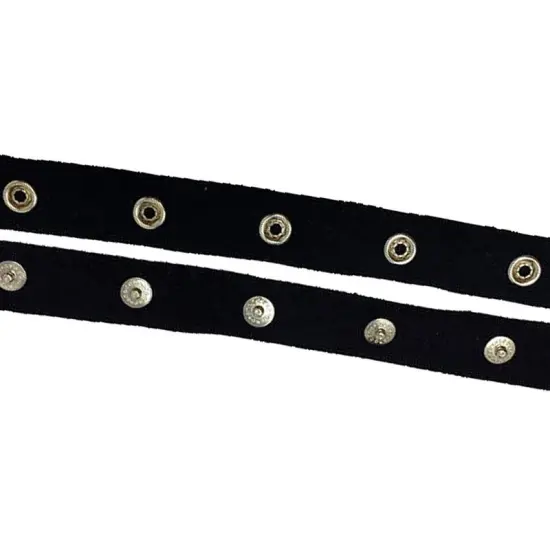 1/4" Snap Tape Cotton Twill, 1.5" Gap, Black/White, Silver Snaps Sold by the Yard {5}