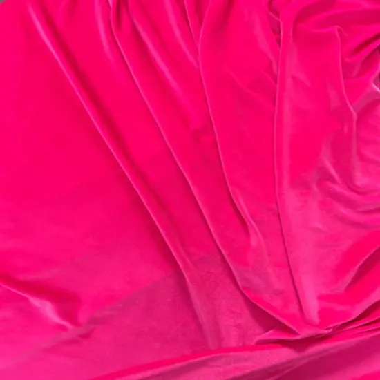 1 Yard Vibrant Neon Pink Stretch Velvet Fabric with Soft Touch and Flexible Drape 58/60 Inch Wide {2}