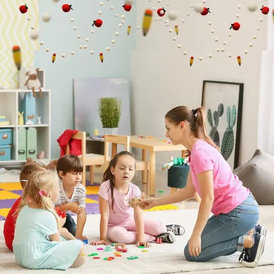 Back to School Apple & Pencil Felt Ball Garland {3}