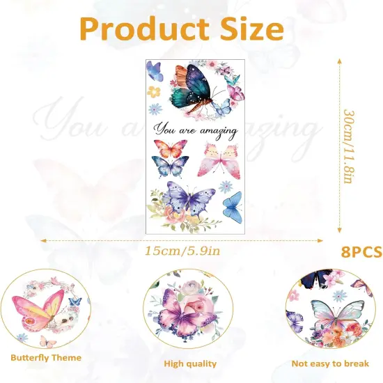 8 Sheets Butterfly Floral Rub on Transfer Stickers {2}