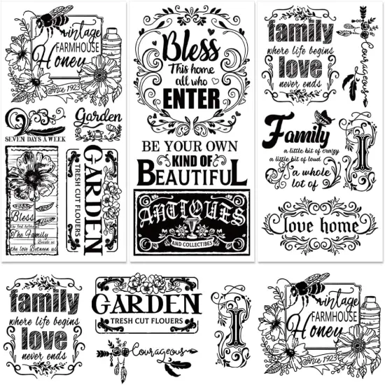 3 Sheet Vintage Word Rub on Transfers for Furniture {1}