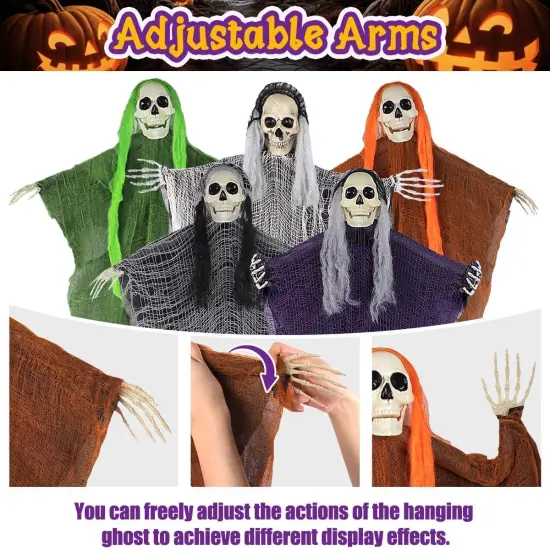 5PCS 53" Halloween Hanging Grim Reapers - Scary Ghost Decoration {5}