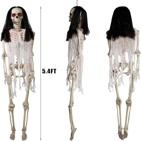 5.4 Ft Halloween Skeleton - Full Body Posable Joints {2}
