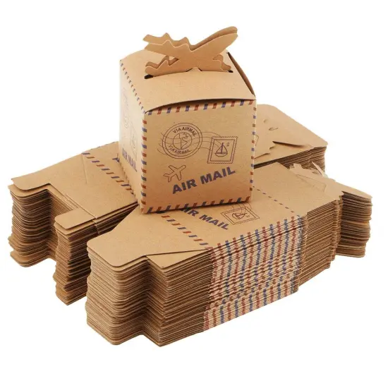 50pcs Travel Theme Airplane Kraft Paper Bag Wedding Favor Paper Bag Sweets Chocolate Candy Boxes Gift Boxes Wedding Birthday Party Favor {1}