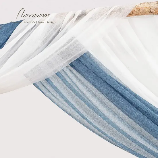 Wedding Arch Draping Fabric 2 Panels 20Ft Chiffon Fabric Drapes Arbor Drapery Wedding Ceremony Reception Swag Decorations (White & Dusty Blue) {4}