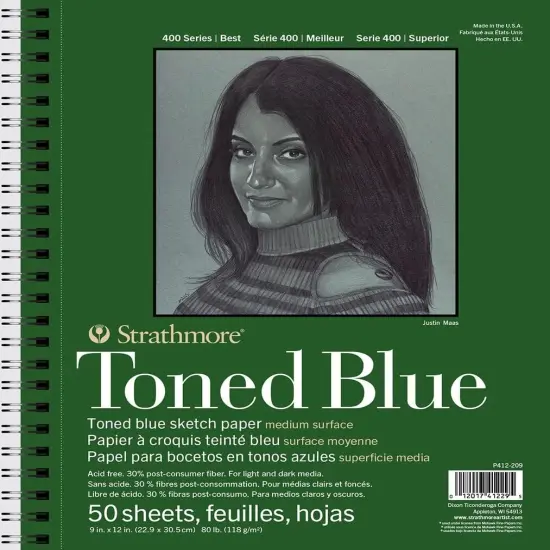 Strathmore 400 Series Toned Blue Sketch Pad 9"X12"-Wire Bound, 50 Sheets {1}