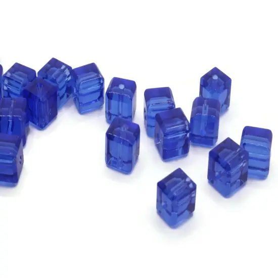 20 10mm Royal Blue Glass Cube Beads {5}