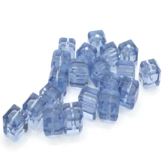 20 10mm Sky Blue Glass Cube Beads {3}