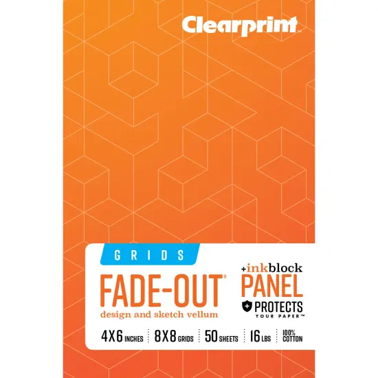 Clearprint 1000H 100% Cotton Design Vellum Field Book with "Ink Block" Panel and Fade-Out Grid, 16 lb. / 60 GSM, 50 Sheets/Book {1}