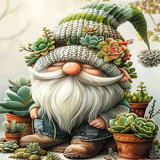 DIY Easy Gnome Paint by Numbers Kit for Adults,Unframed Succulents Gnome Oil Paint by Number Kits for Beginner,Acrylic Painting Kits for Home Wall Decor 16X20 Inch. {1}