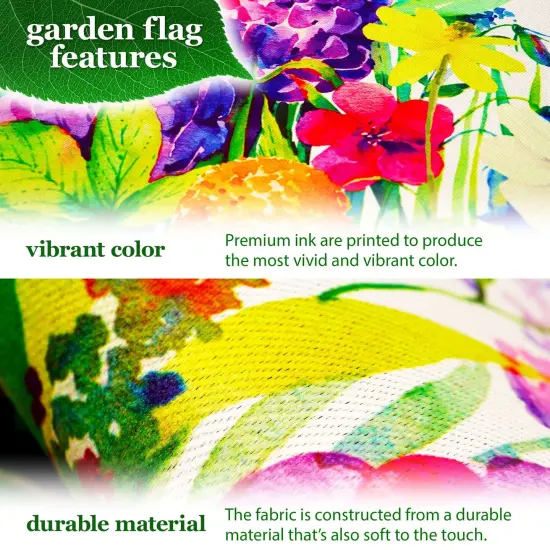 G128 Combo Pack Garden Flag Stand Black 36x16IN & Garden Flag Spring Floral Butterfly Welcome Printed 12x18IN Double Sided Yard Garden Lawn Decoration {3}