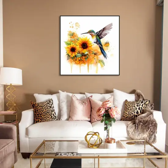 Diamond Painting Kits for Adults Hummingbird Sunflower, 5D DIY Diamond Art Kits for Beginners Round Full Drill Diamond Painting for Home Wall Decoration Gift 12&times;12inch, Bird {4}