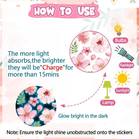 Glow in The Dark Boho Flower Wall Decals - Boho Flower {1}