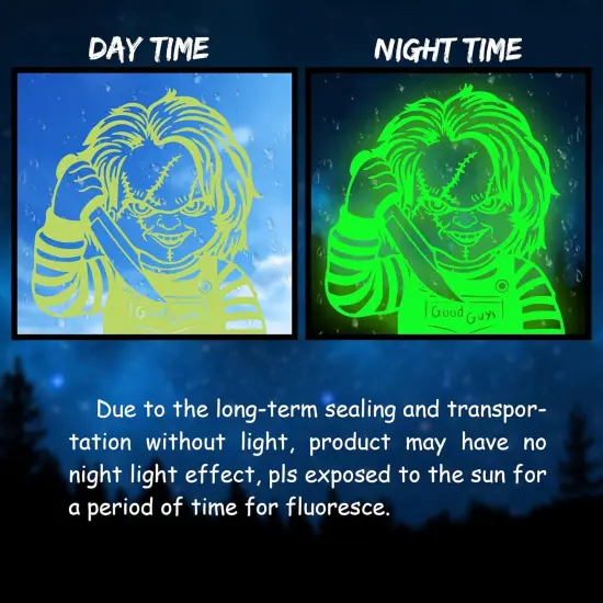 6Pcs Scary Classic Movie Characters Glowing Decals Seamless Green {3}