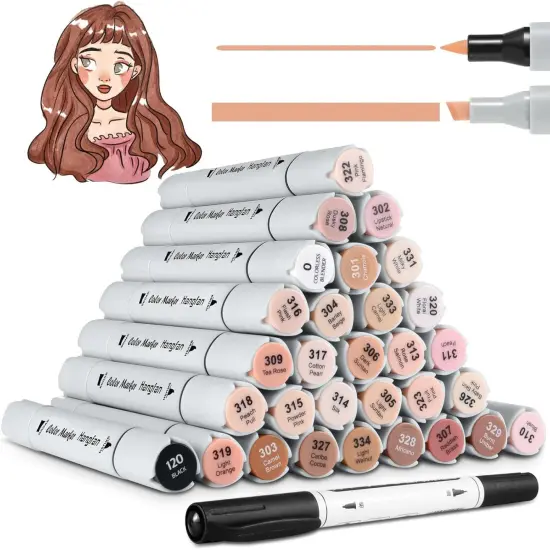 30 Flesh Colors Alcohol Based Markers Pens Set {1}