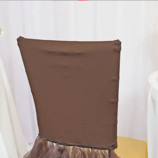 1 Piece Chocolate Luxe Spandex Chiavari Chair Cover with Flowing Ballerina Skirt {5}