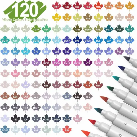 120 Colors Dual Tip Alcohol Markers Set {3}