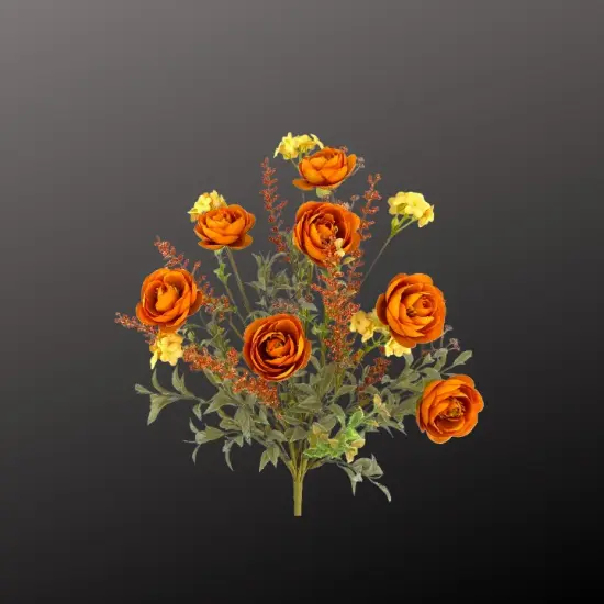 21" Fall Ranunculus Filler Bush &ndash; Artificial Autumn Flower Spray for Seasonal Wreaths & Decor-56880OR {3}