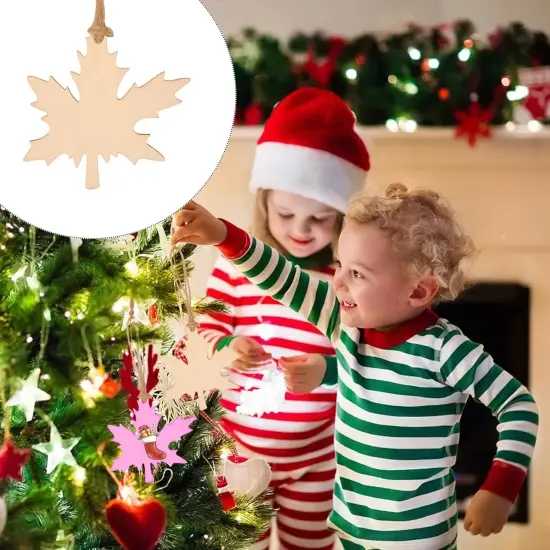 20PCS Maple Leaves Wooden Hanging Ornaments Fall Leaf Unfinished {3}