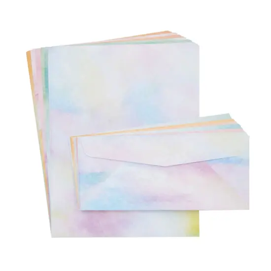 Watercolor Stationery Paper and Envelopes Set, 6 Assorted Colors (8.5 x 11 In, 48 Sheets and 24 Envelopes Set) Multicolor {5}