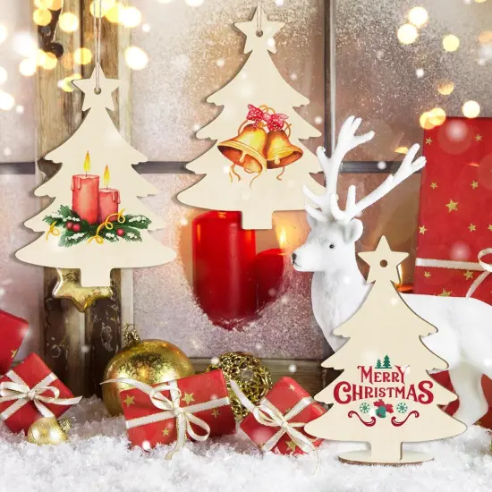 3Pack 7 inches-Wooden Christmas Ornaments to Paint Christmas Tree Decoration {5}