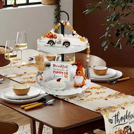 Fall Decorations, 6 PCS Fall Tiered Tray Decor Set {5}