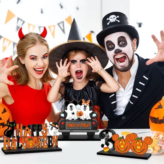 3 Pcs Halloween Mouse Shaped Cute Ghost Table Sign Decor {3}