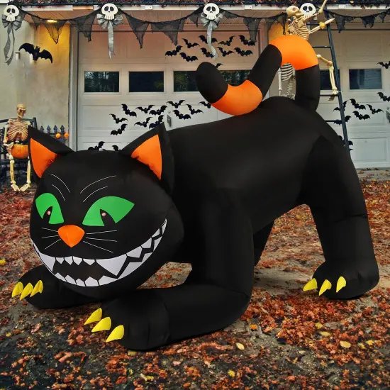 GOOSH 6 FT Halloween Inflatables Black Cat Blow Up Yard Large Cat with Moving Head and Built-in LEDs {3}