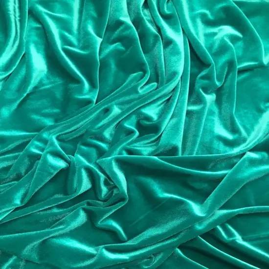 1 Yard Rich Teal Green Stretch Velour Fabric Smooth Lush Texture with Elegant Weighted Drape 58/60 Inch Width {2}