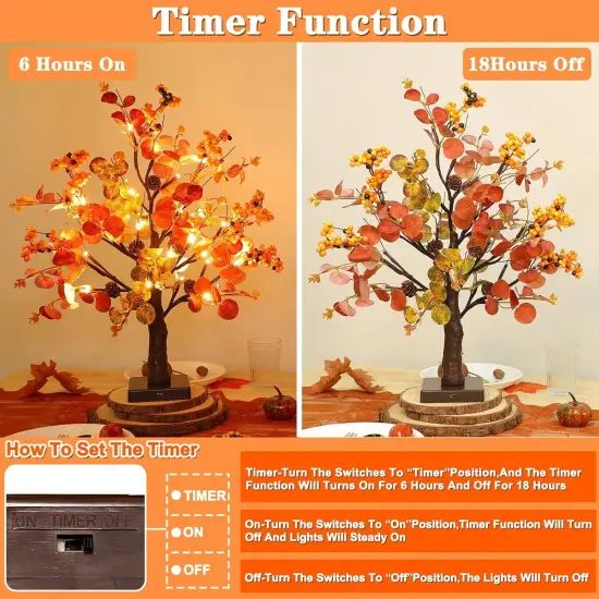 2 Pack Fall Decor Tabletop Fall Tree with 48 LED Battery Operated,18 Inch {2}