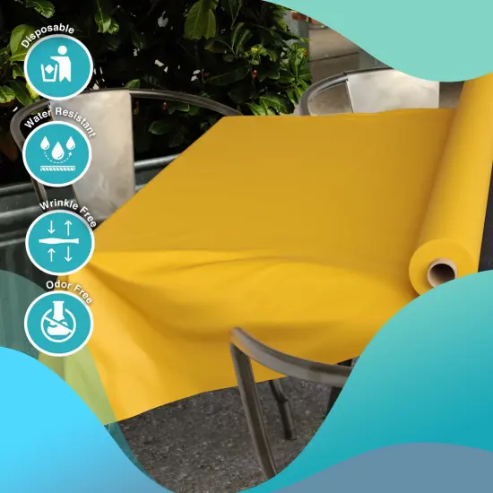 Exquisite Plastic Table Cover Roll &ndash; 40" x 300' Disposable Tablecloth Roll &ndash; Premium Thick 0.5 MIL Plastic Banquet Roll &ndash; Party Table Cover Roll for Events & Catering Yellow {3}