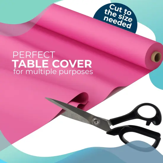 Exquisite Plastic Table Cover Roll &ndash; 40" x 100' Disposable Tablecloth Roll &ndash; Premium Thick 0.5 MIL Plastic Banquet Roll &ndash; Party Table Cover Roll for Events & Catering Hot Pink {4}