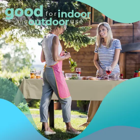 Exquisite Plastic Table Cover Roll &ndash; 40" x 300' Disposable Tablecloth Roll &ndash; Premium Thick 0.5 MIL Plastic Banquet Roll &ndash; Party Table Cover Roll for Events & Catering Ivory {3}