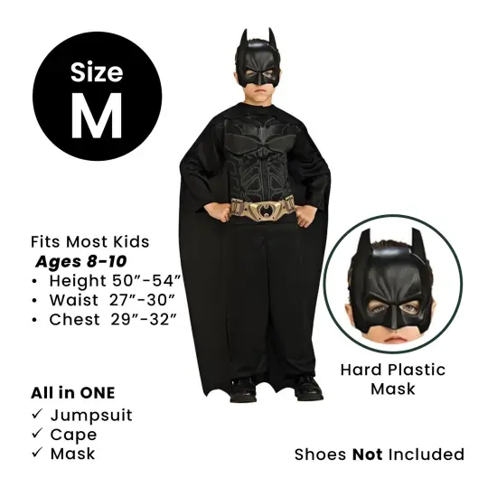 Rubies Boys Black Batman Halloween Costume- Medium 8-10 Years {5}
