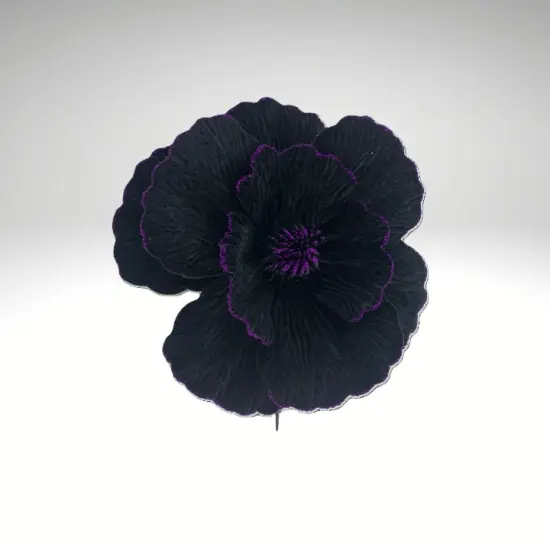 Velvet Fantasy Flower Pick &ndash; 9&rdquo; Faux Floral in Black or Purple for Halloween & Gothic Decor {4}