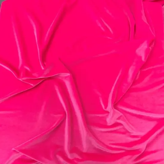 1 Yard Vibrant Neon Pink Stretch Velvet Fabric with Soft Touch and Flexible Drape 58/60 Inch Wide {3}