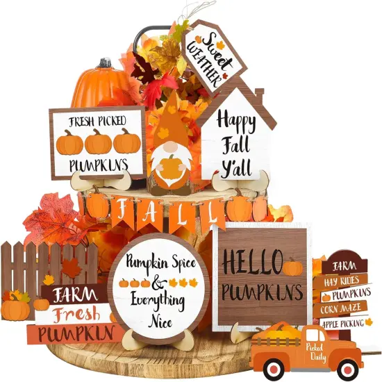 20 Pcs Fall Tiered Tray Decor Thanksgiving {1}