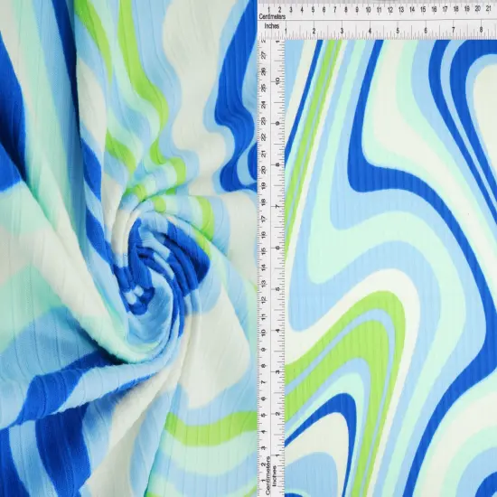 1 Yard Abstract Tie Dye 8x3 Yummy Rib Knit Fabric Soft Stretch 58/60 Inches Wide ROYAL {1}