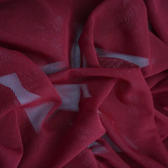 1 Yard Poly Spandex Mesh Solid Fabric Lightweight Stretch 58/60 Inches Wide Burgundy Dark-R {1}