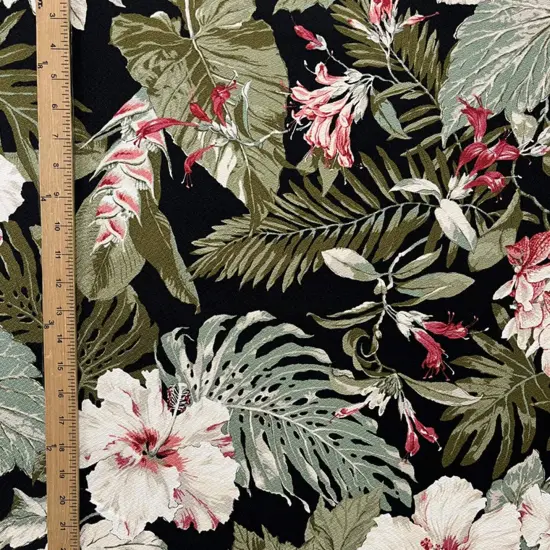 1 Yard Vintage Tropical Garden Upholstery Cotton Fabric 56-58 Inches Wide {4}