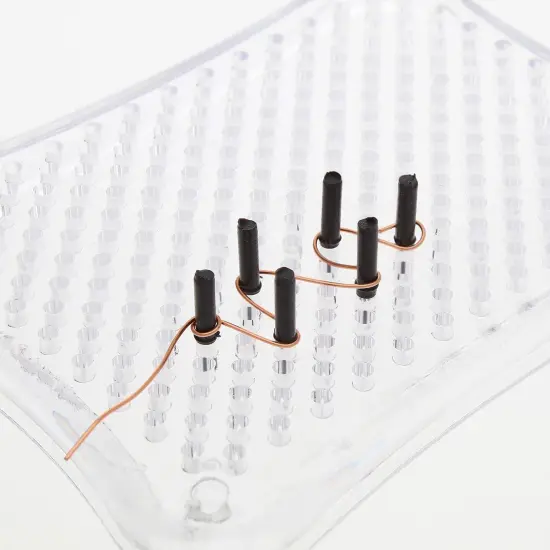 The Beadsmith Wig-A-Ma-Jig Beginner Kit - Includes 3 x 4 Inch Clear Plastic Jig, 20 Plastic Pegs, Copper and Silver Craft Wire, 2 Yds Each {4}