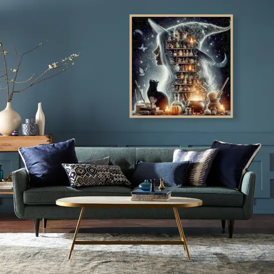 Retro Witch Diamond Painting Kits for Adults, Halloween Witch Diamond Art Kits,14X14Inch {2}