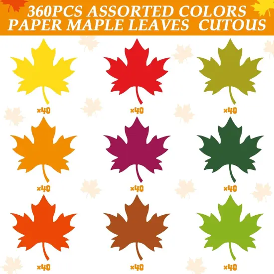 360 Pcs Fall Leaf Cutouts Paper 3.9 Inch -Vintage Maple Leaf {4}