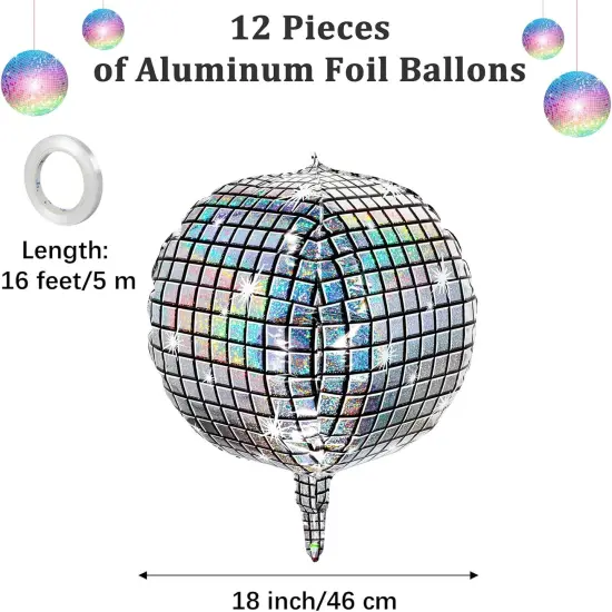 12 Pieces 18 inches Foil Disco Ball Balloons {2}