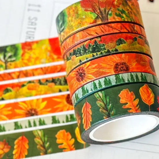 Fall Trees Leaves Autumn Foliage Washi Tape Set October 2024 - W118 {1}