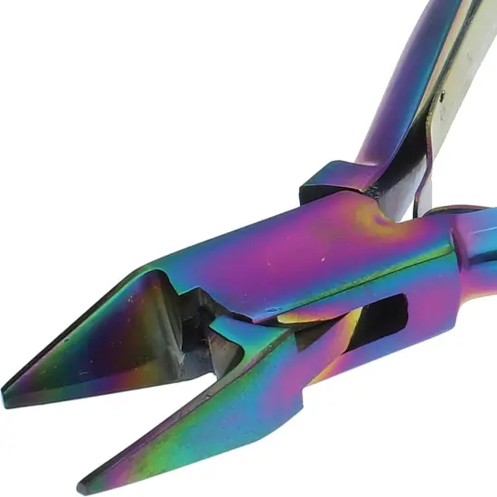 The Beadsmith Chroma Series Flush Cutter, 5.25 inches with hardened stainless-steel head, rainbow titanium coating, contoured comfort grip handle and double-leaf spring, tool for jewelry making {2}