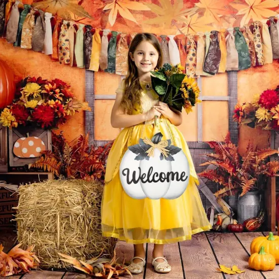 Fall Pumpkin Decoration - Welcome Sign (White) {5}
