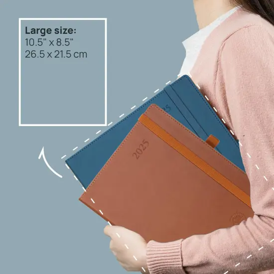 POPRUN Monthly Planner 2025-2026 (Large- 8.5" x 10.5" Soft Cover), 18-Month Calendar Book (January 2025-June 2026), Calendar Planner with Monthly Tabs & Pocket, 100 GSM Paper - Black {2}